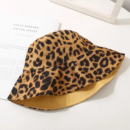 New Versatile Casual Leopard Print Bucket Cotton Breathable Reversible Bucket Hat