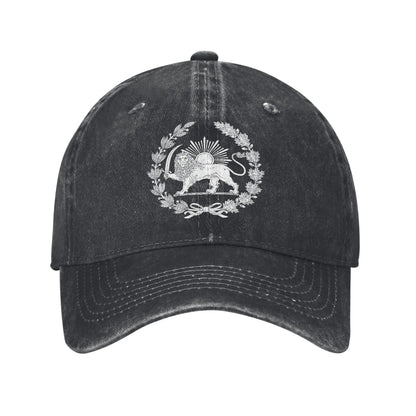 Iran Flag Map Persian Lion and Sun Symbol Baseball Cap