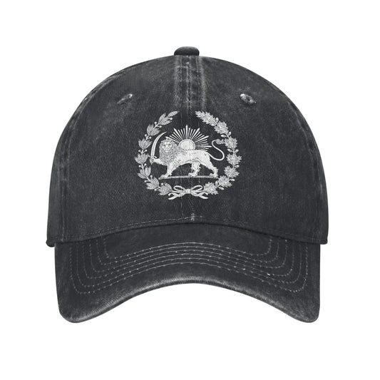 Iran Flag Map Persian Lion and Sun Symbol Baseball Cap