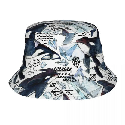 Bob Cap Killer Whale Watercolor Arctic Ice and Ocean Hip Hop Gorros Panama Windproof