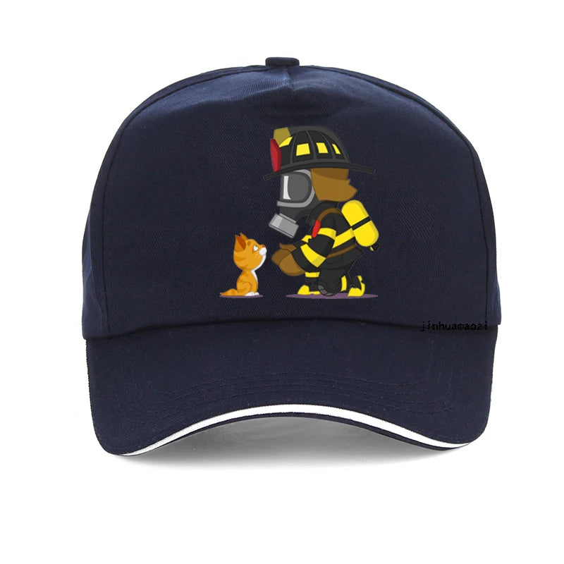 Rescues Kitten Men Baseball Cap Fashion Firefighter Hero Fight Fire