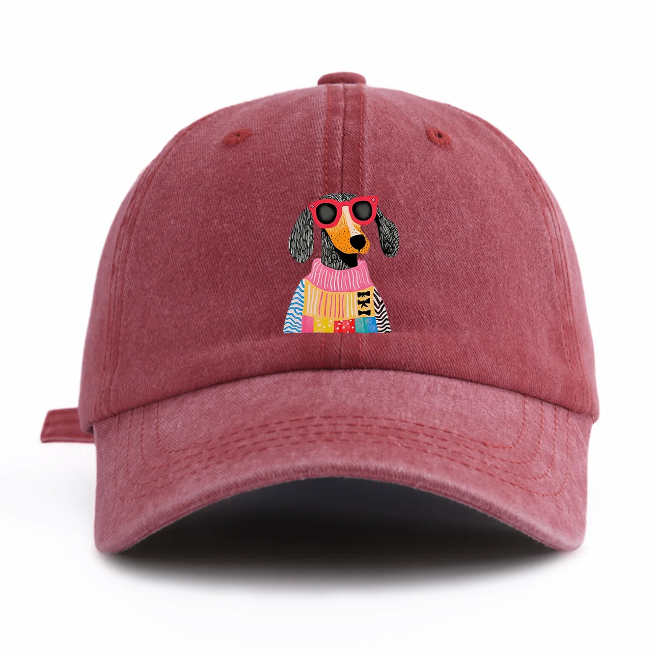 DOG Print Washed Baseball Cap For Adults