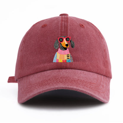 DOG Print Washed Baseball Cap For Adults