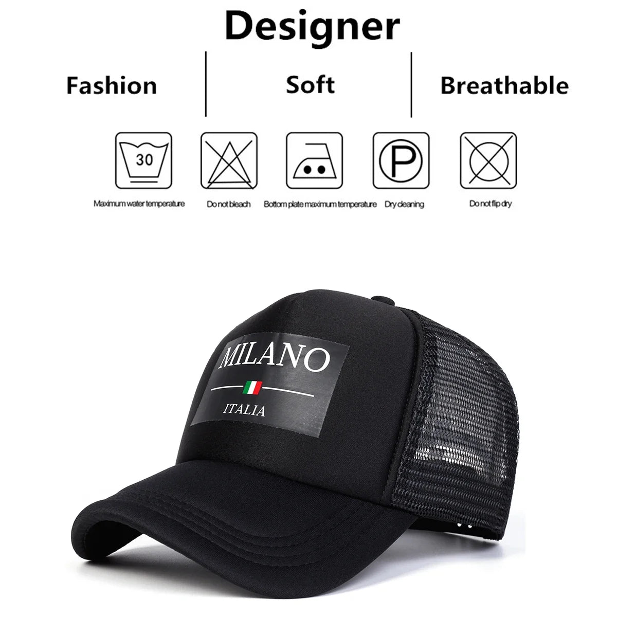Unisex MILANO ITALIA Letter Printing Baseball Caps