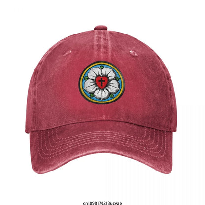 Heart Lutheran Rose Fashion Unisex Cotton Baseball Cap Outdoor