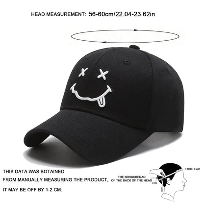 Unisex Smiling Face Embroidery Baseball Caps Spring Autumn Outdoor