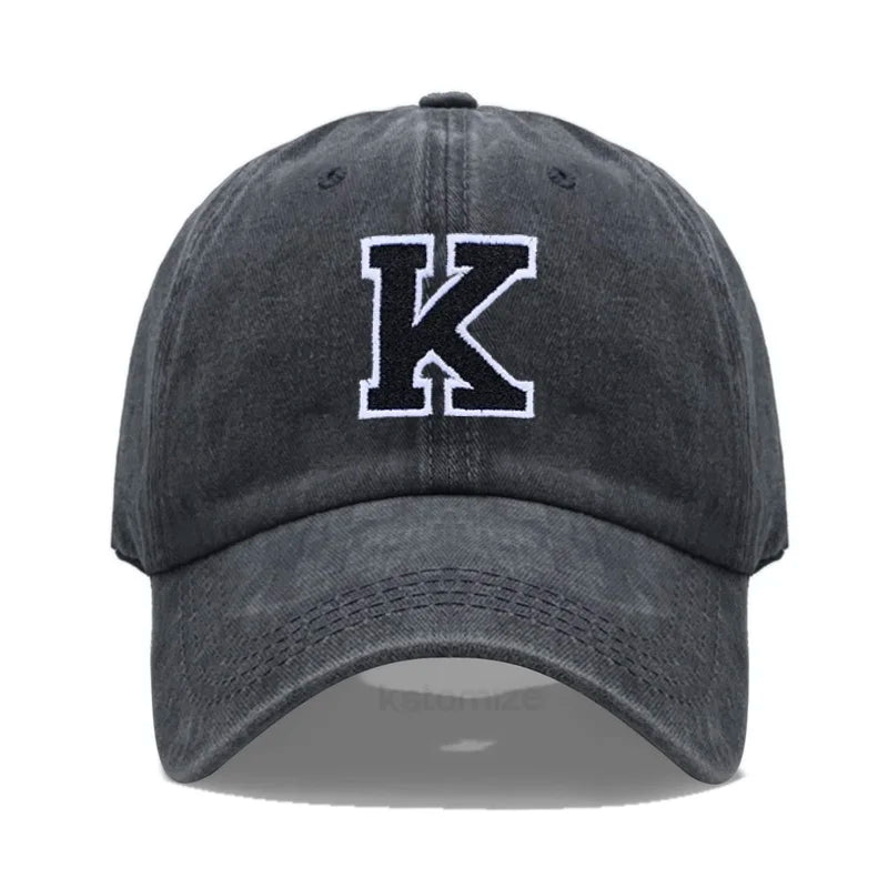 Initial Letter A-Z Embroider Baseball Cap