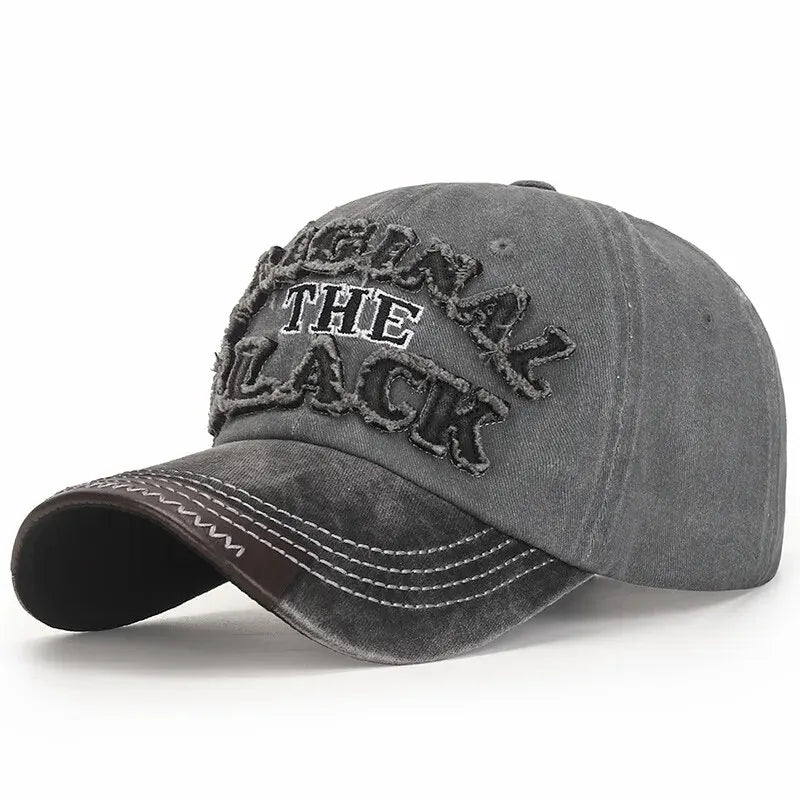 New Cotton Coated Outdoor Sports Wash Baseball Cap Embroidery Patch Black Letter
