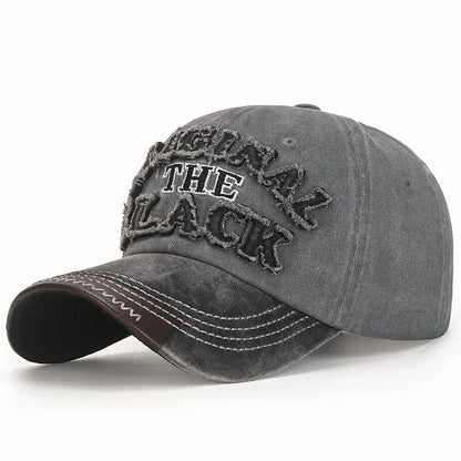 New Cotton Coated Outdoor Sports Wash Baseball Cap Embroidery Patch Black Letter