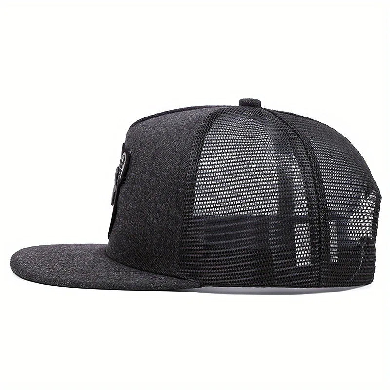 Flat Brim Cap Summer Outdoor Travel Baseball Cap Men's Big Head Cap