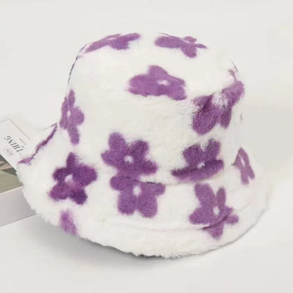 Fluffy Fur Women Bucket Hat Thick Warm Sun Hat For Men and Women