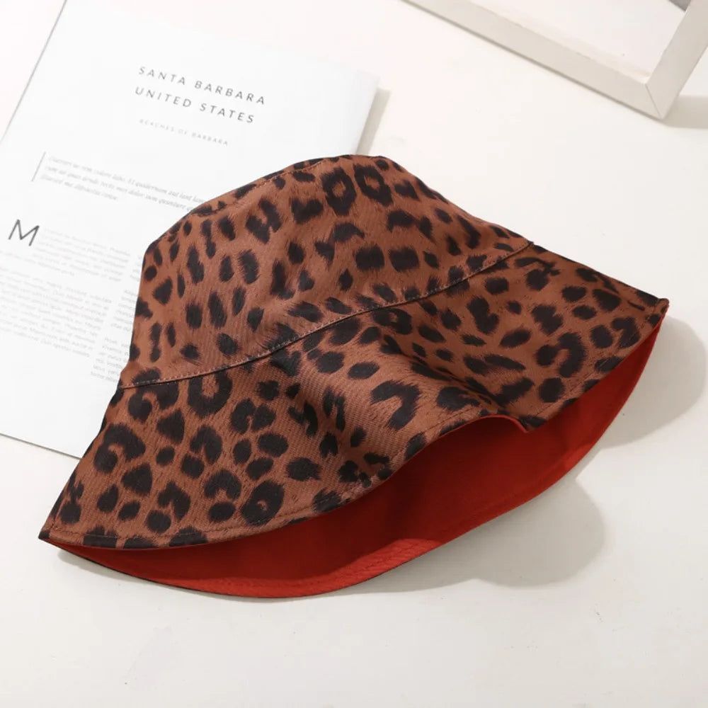 New Versatile Casual Leopard Print Bucket Cotton Breathable Reversible Bucket Hat