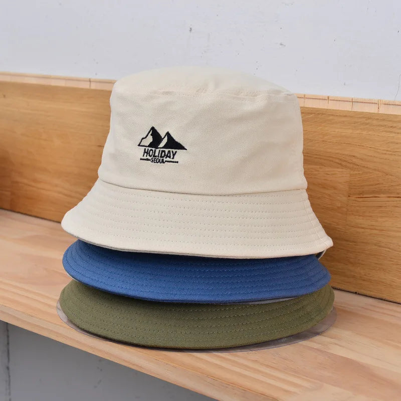 Embroidery Cotton Bucket Hat For Men Women Outdoor Travel