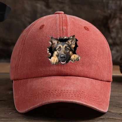 Broken Hole Wolf Dog Print Baseball Cap
