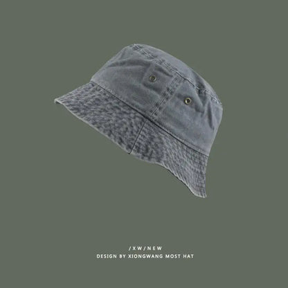 Fashion Women Men Washed Denim Solid Vintage Bucket Hats For Men Women