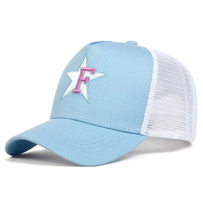Unisex F Letter Pentagram Embroidery Baseball Caps