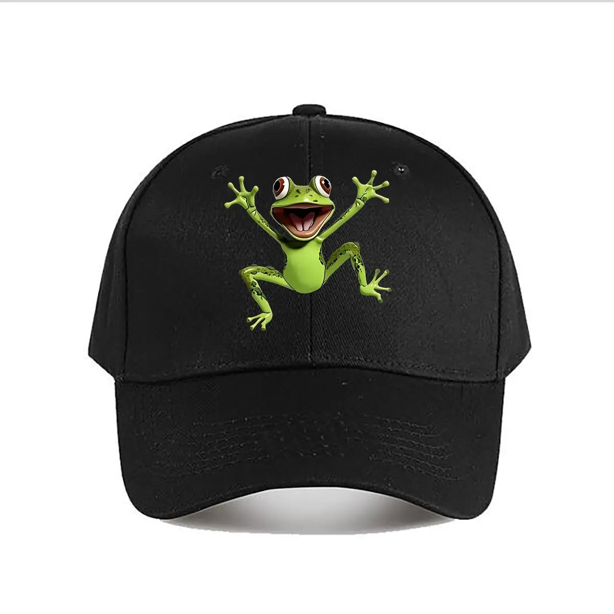 Cute Green Cartoon Frog Plastic Figurine Baseball Cap