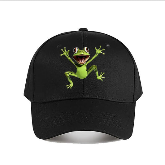 Cute Green Cartoon Frog Plastic Figurine Baseball Cap