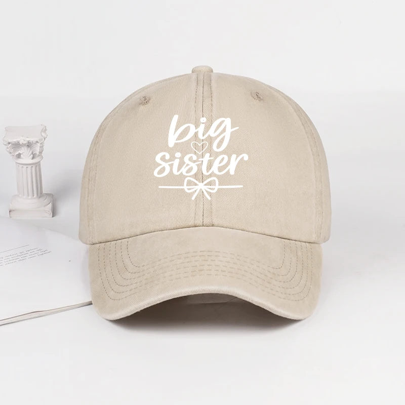 "Big Sister" Print Washed Baseball Cap