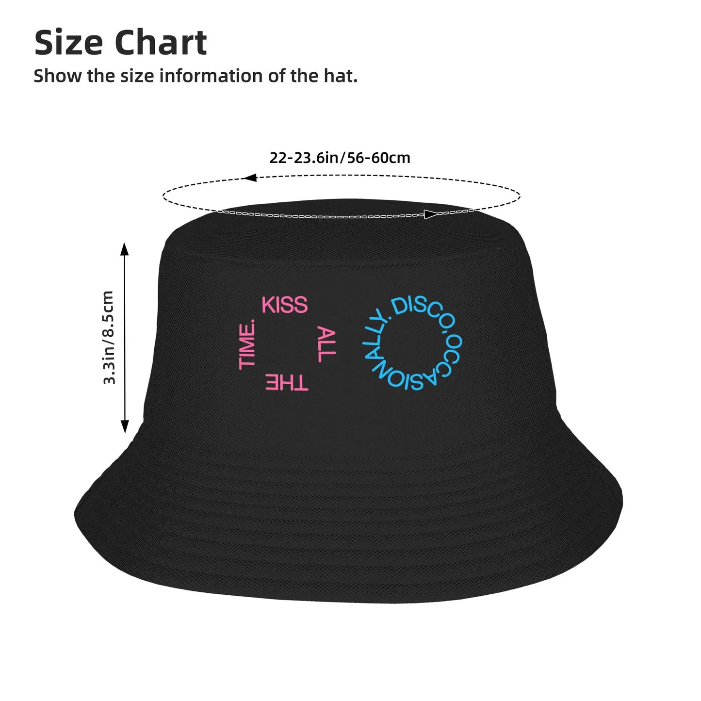 Kiss All The Time  Bucket Hat For Men Women