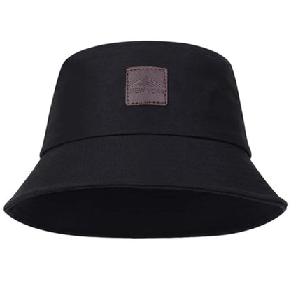 Unisex New York Leather Label Personality Bucket Hats Fishermen Caps