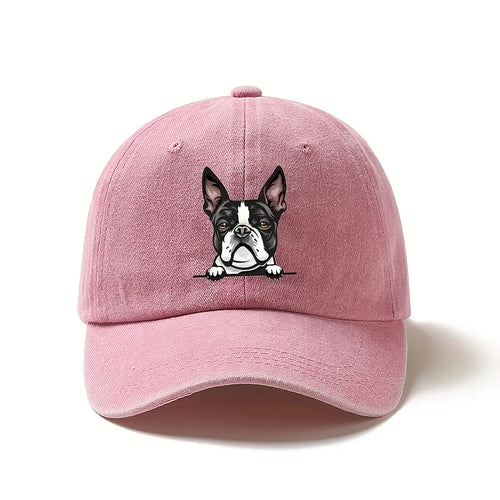 Cute Boston Dog Printed Baseball Hat