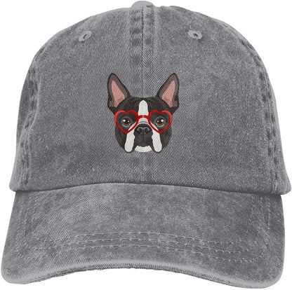 Boston Terrier Washed Baseball Cap