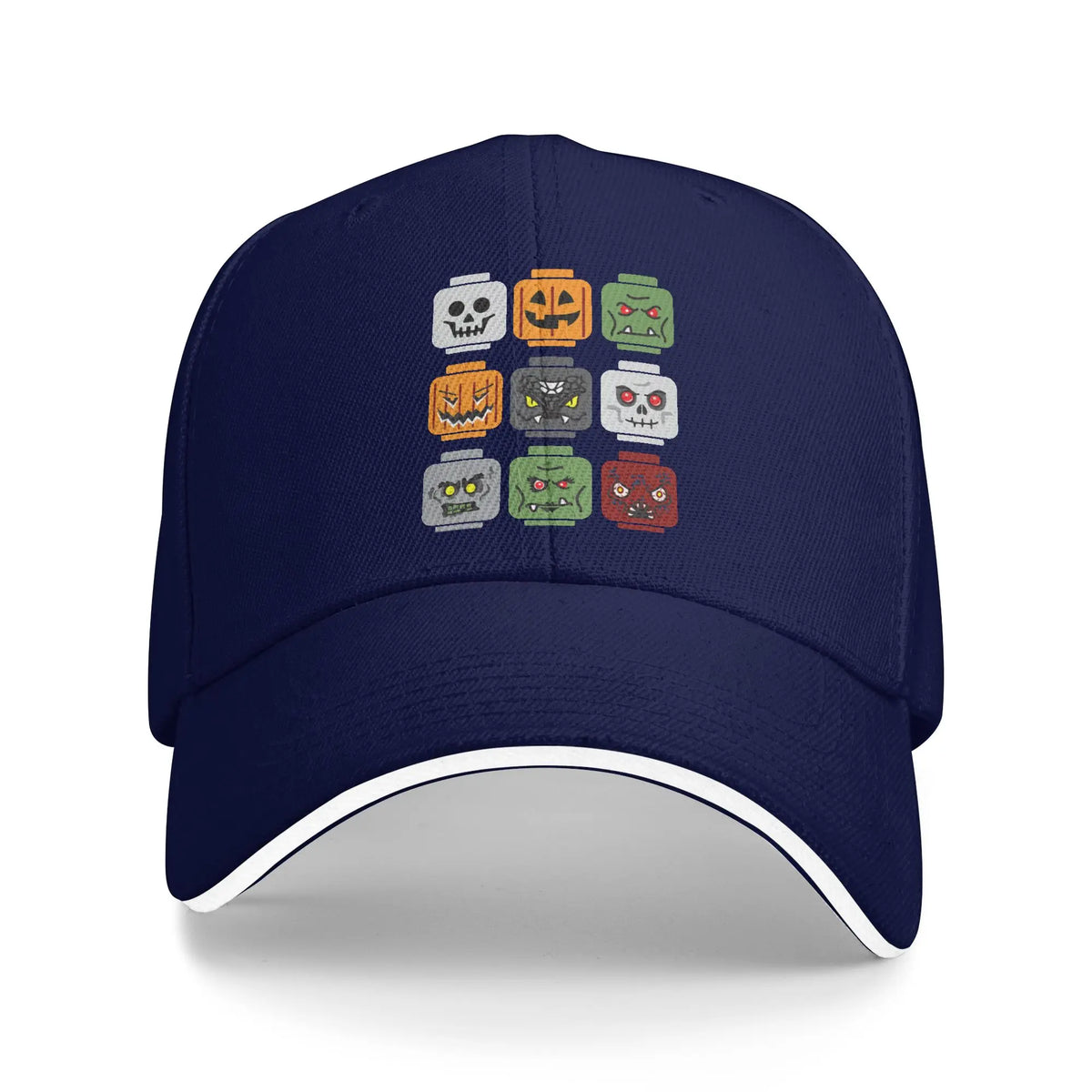 Spring Halloween Building Brick Head Pumpkin Ghost Zombie Friends Baseball Cap