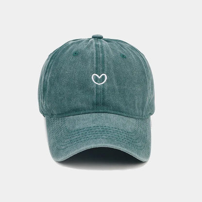 Washed Cotton Baseball Cap Women Men Soft Top Embroidered Love Retro