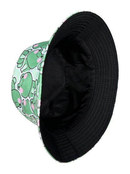 Cartoon-Style Playful Frog Bucket Hat