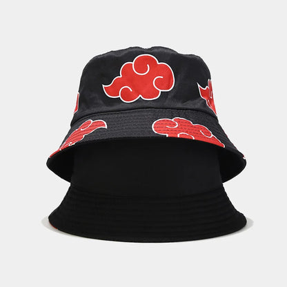 Rimiut Red Cloud Anime Cartoon Embroidery Bucket Hat Cotton