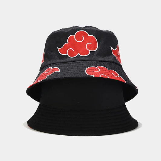 Rimiut Red Cloud Anime Cartoon Embroidery Bucket Hat Cotton