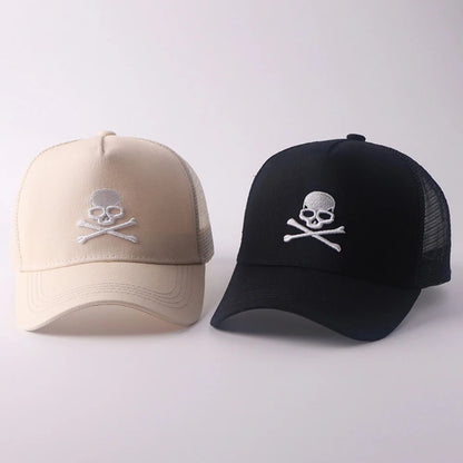 Minimalist Retro Skull Embroidery Baseball Cap