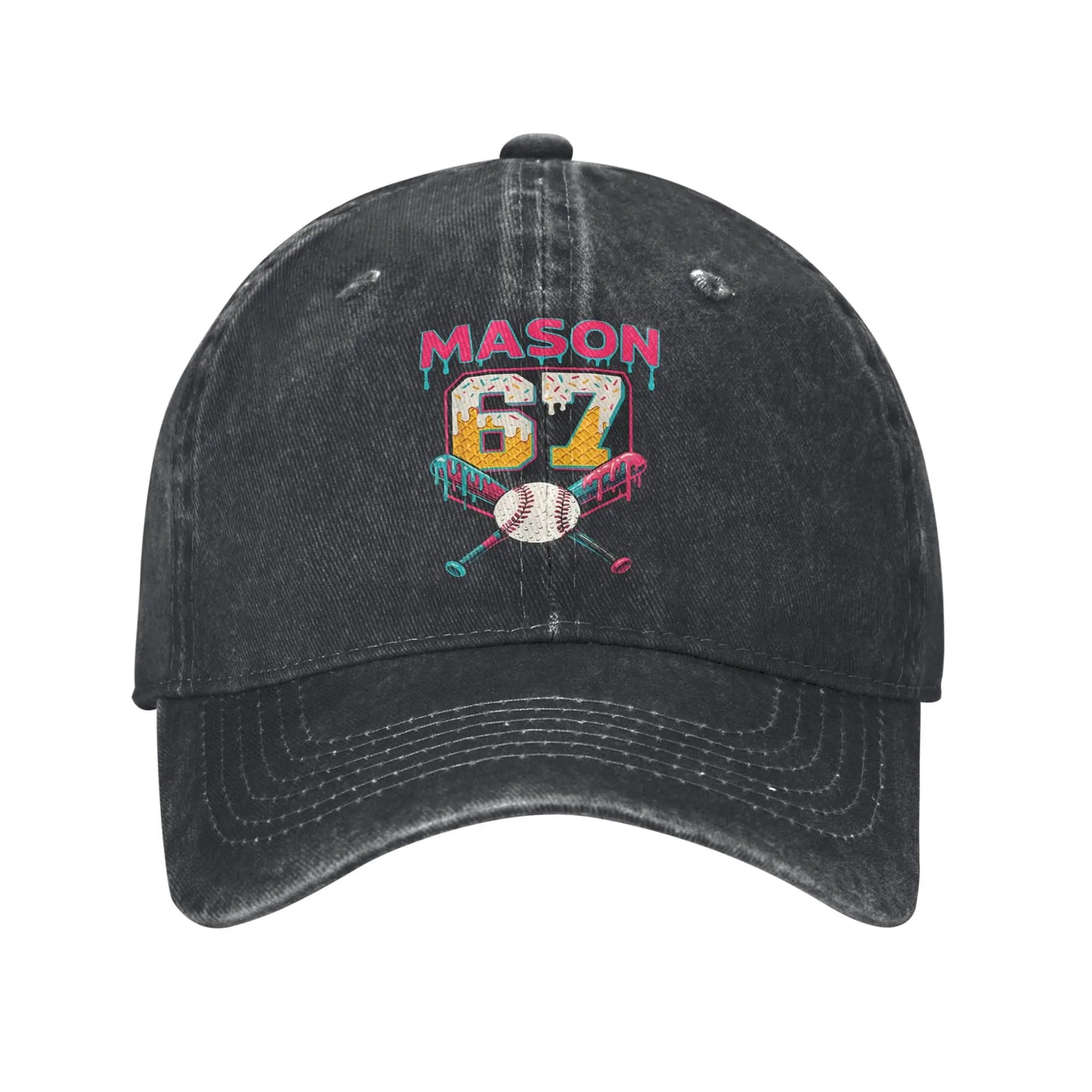 67 Ice Cream Drip Meme Funny Six Seven Gen Alpha Slang Baseball Cap