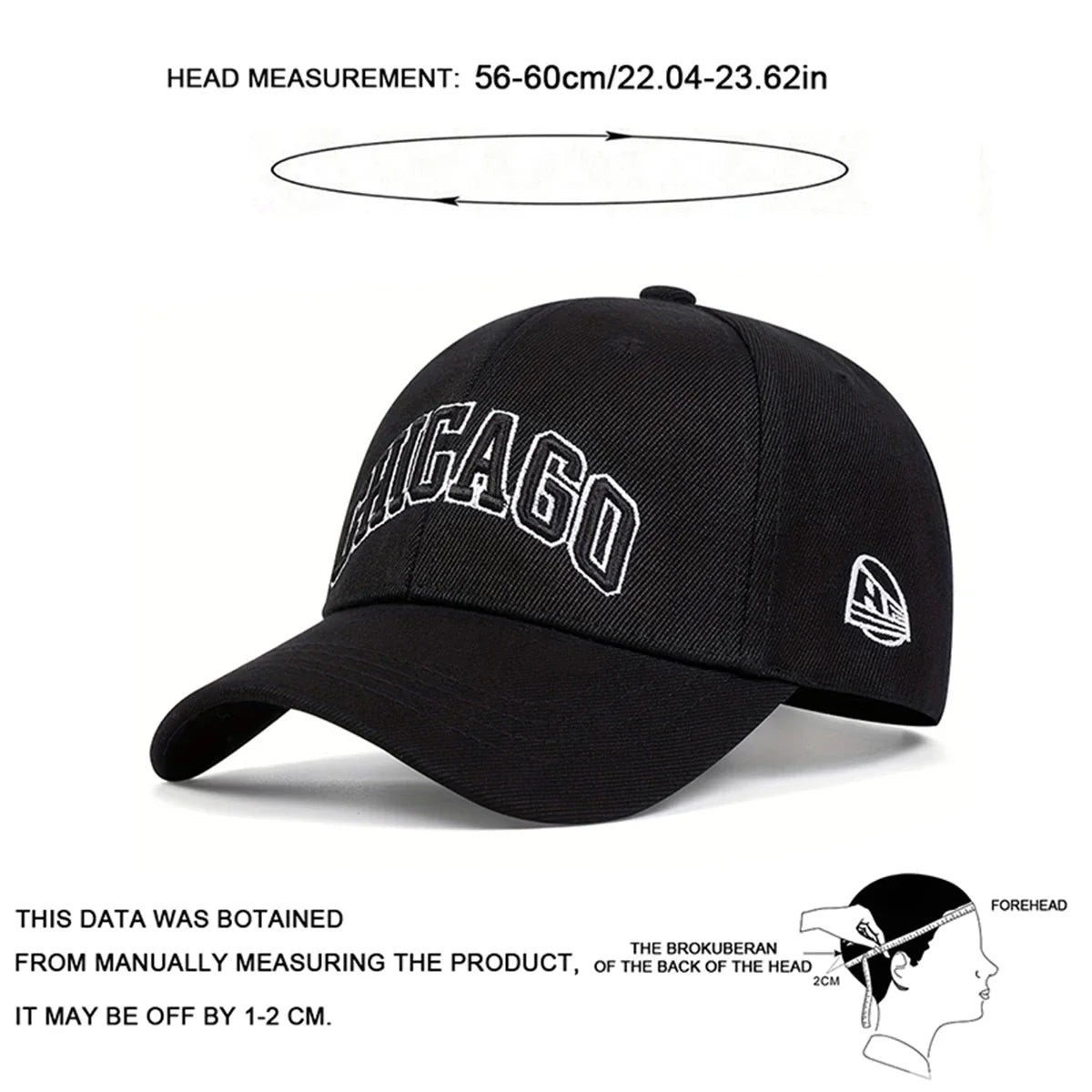 Unisex CHICAGO Letter Embroidery Baseball Caps