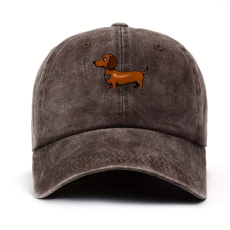 Cute Sausage Dog Pattern Printed Baseball Caps