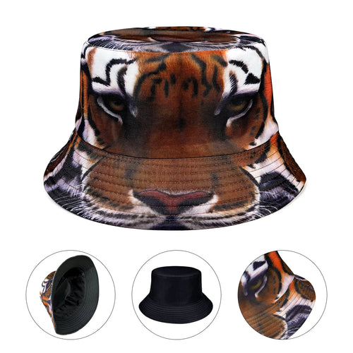 Tiger Pattern Double-Sided Bucket Hat