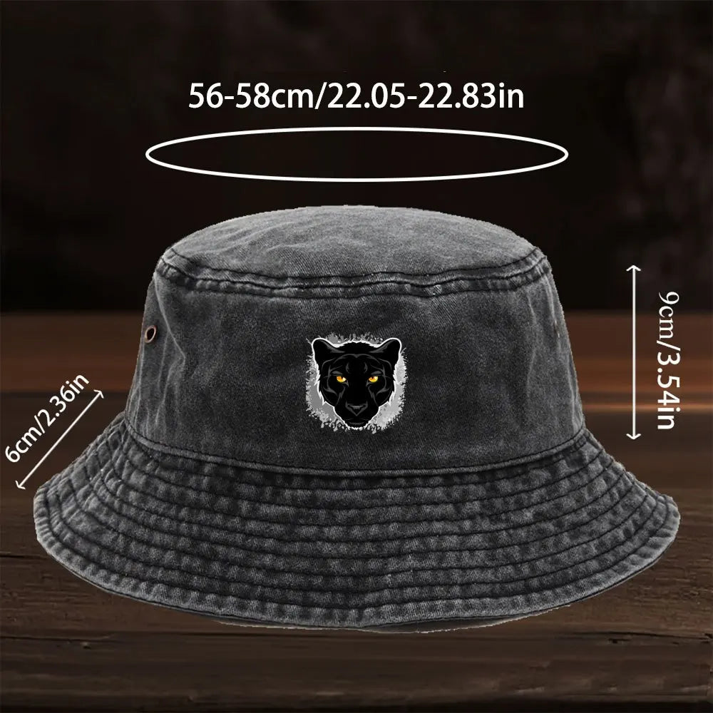 Featuring a Stylish Black Panther Head Print Design Bucket Hat