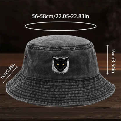 Featuring a Stylish Black Panther Head Print Design Bucket Hat