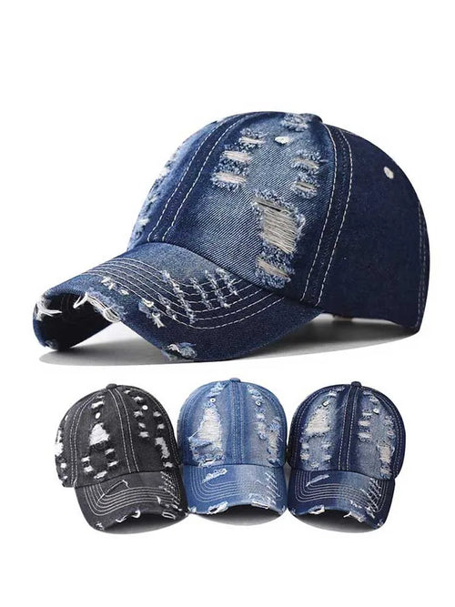 Tide Washed Denim Ripped Baseball Cap Spring Cotton Snapback Hat