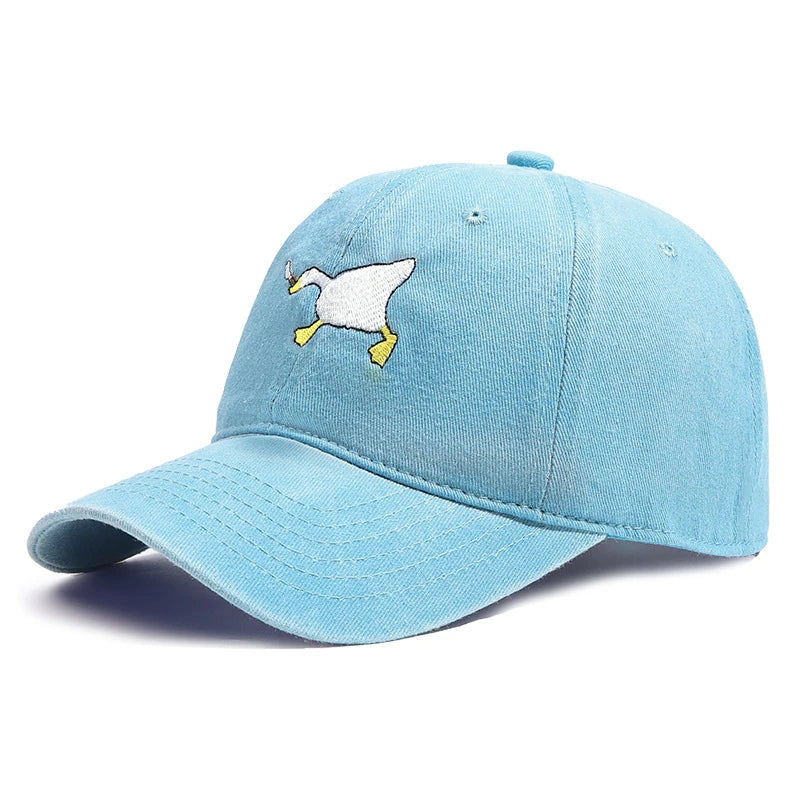 Embroidered Baseball Cap with Goose Pattern