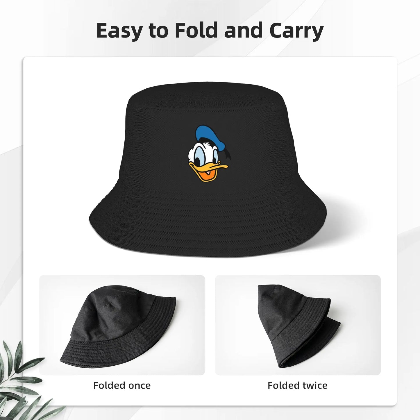 Donald Duck Bucket Hat for Teen Summer Vocation Sun Hats Stylish Foldable