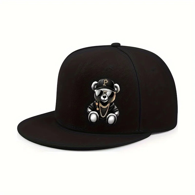 Adjustable Cartoon Bear Printed Hip Hop Baseball Cap Snapback Hat