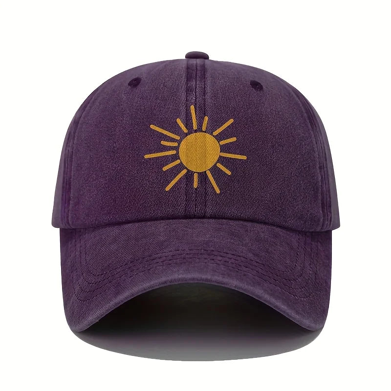 Golden Sun Print Baseball Cap For Both Men And Women