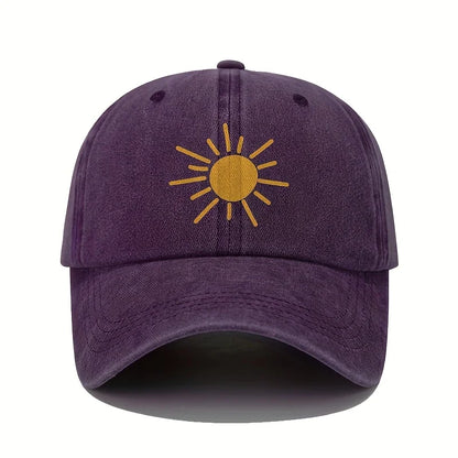 Golden Sun Print Baseball Cap For Both Men And Women