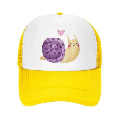 New Mesh Dad Hat Adjustable Washed Snail Watercolor Baseball Cap