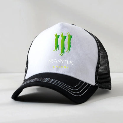 NYANSTER ENERGY Three Green Cats Baseball Cap