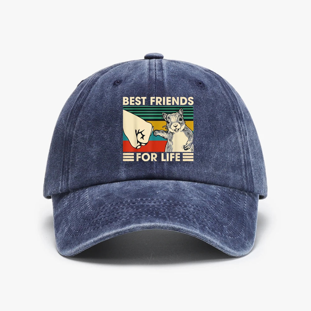 Funny Retro Vintage Squirrel Best Friend for Life Baseball Cap