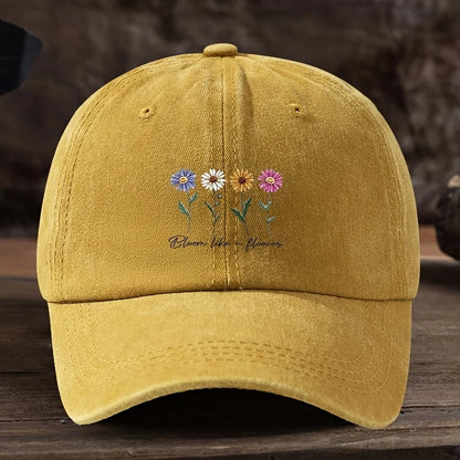 Stylish And Versatile Women's Duckbill Cap With Four-Color Floral Print