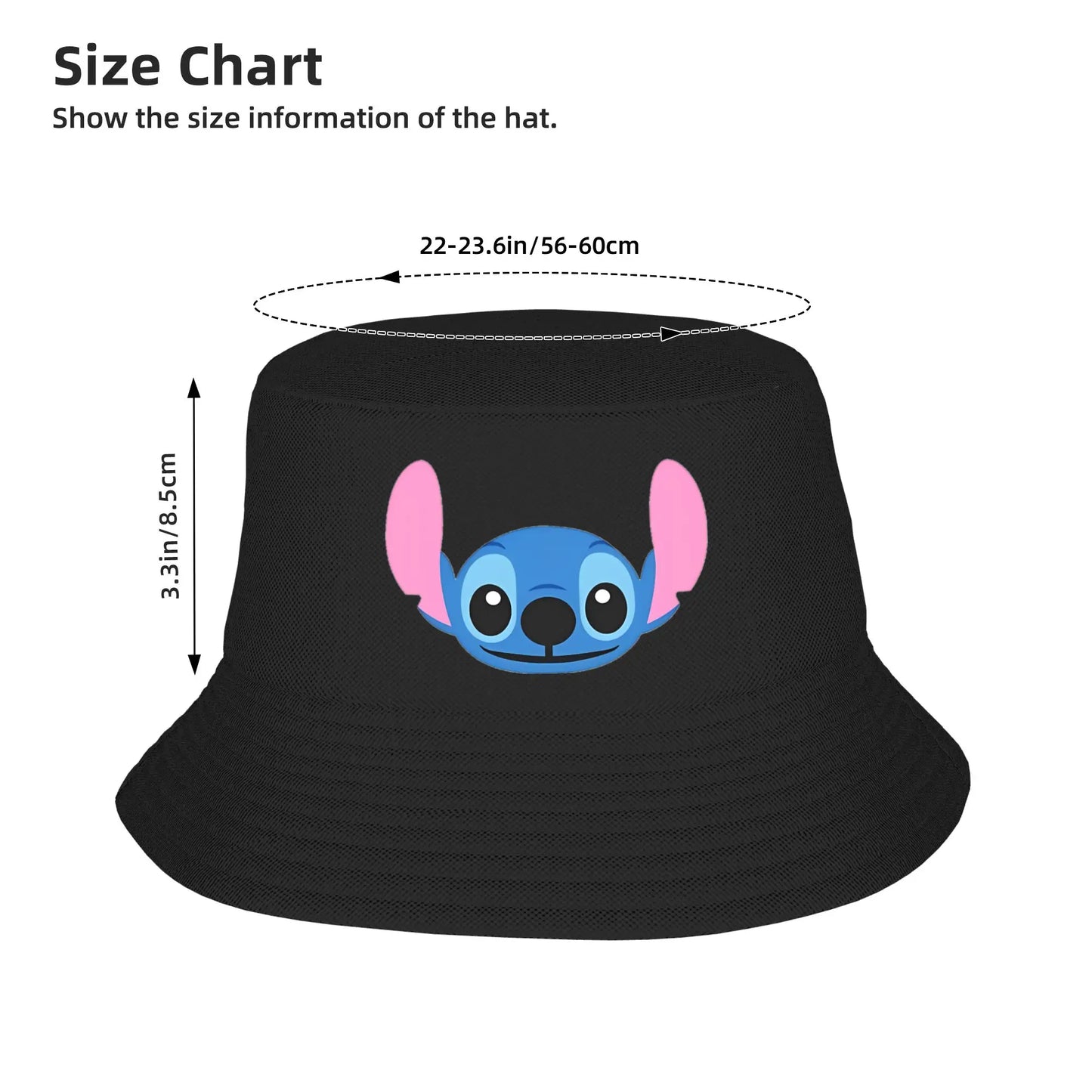 Vocation Getaway Headwear Smiley Stitch Cute Anime Bucket Hat Fashion Women